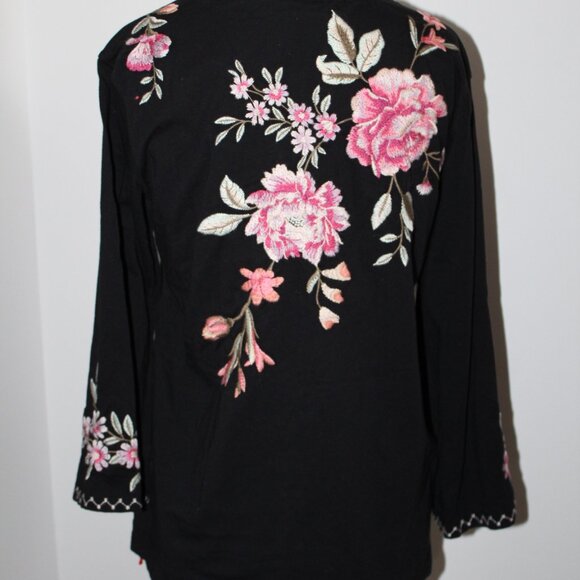 NWT Johnny Was Biya JWLA 3J Workshop Embroidered Vienna Kimono Sleeve Top Tee - Picture 5 of 7